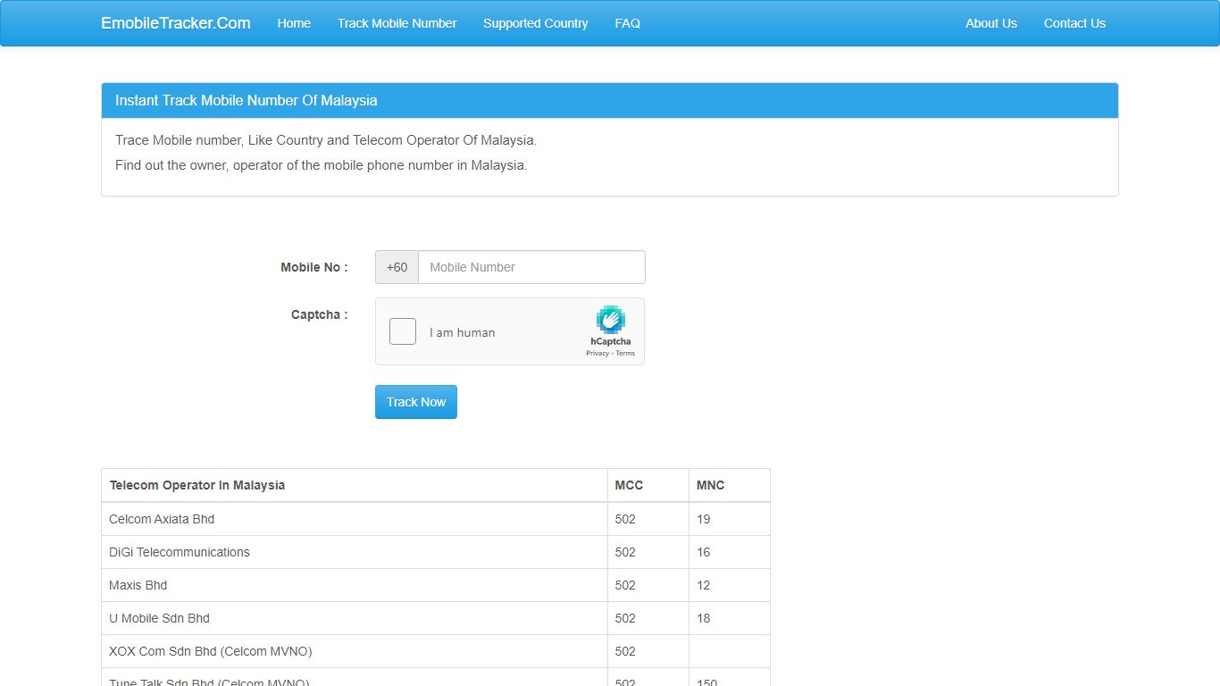 Instant Track Mobile Number Of Malaysia - EmobileTracker.com